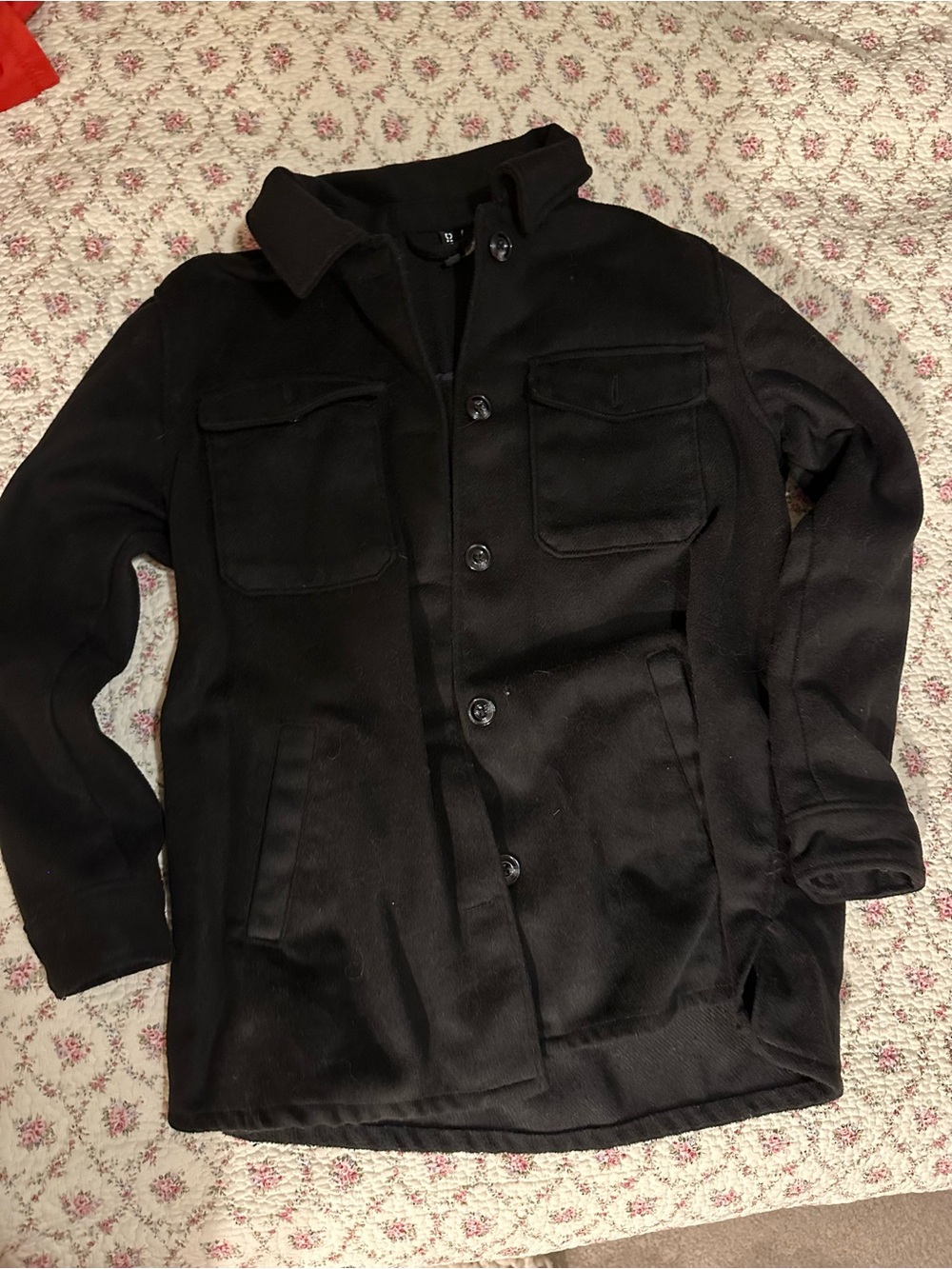 H&M Black Military-Style Button Jacket